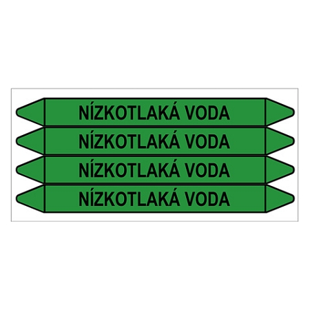 Značení potrubí, nízkotlaká voda,4 ks, 250 × 26 mm